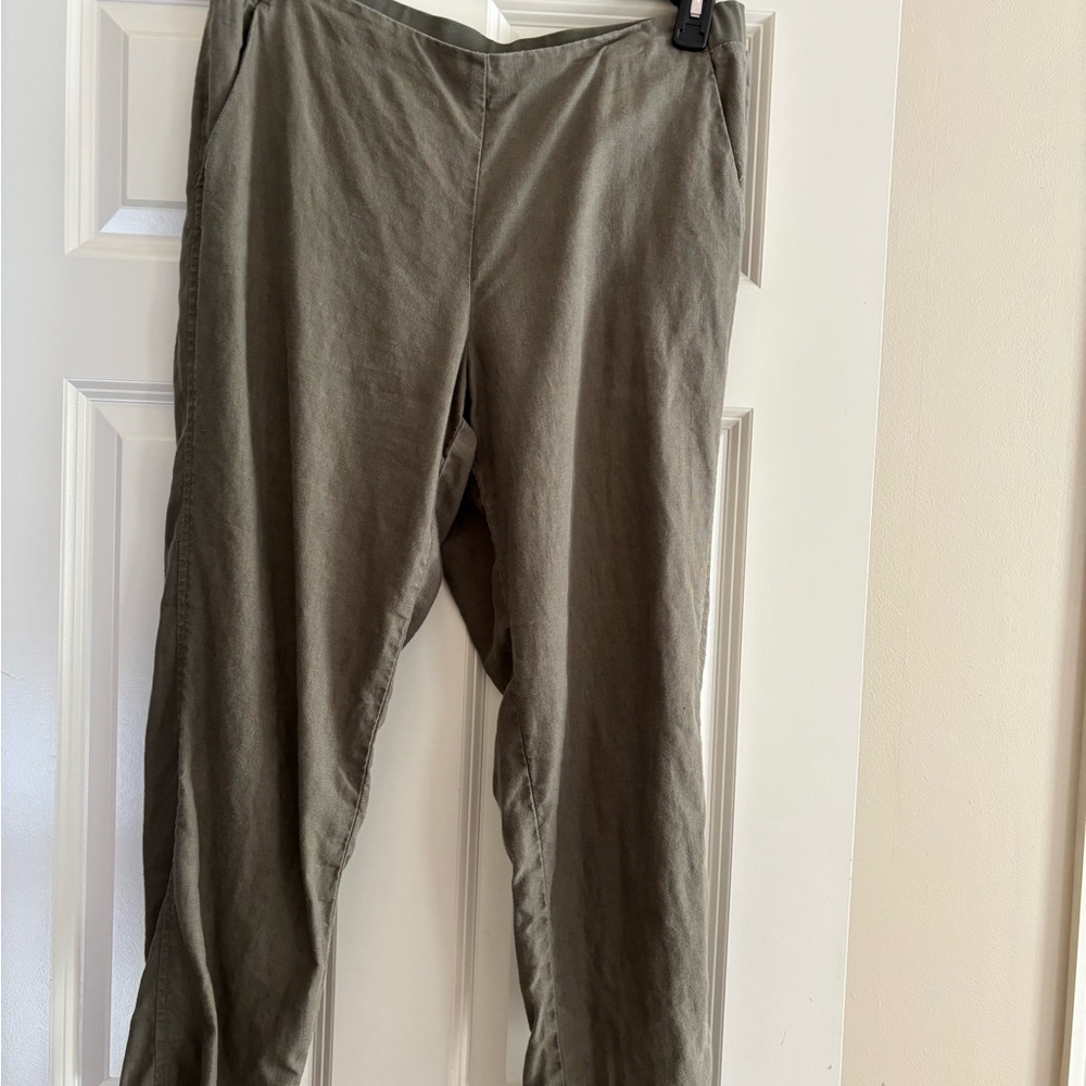 J jill Love Linen cropped ankle pant sage green size med EUC!